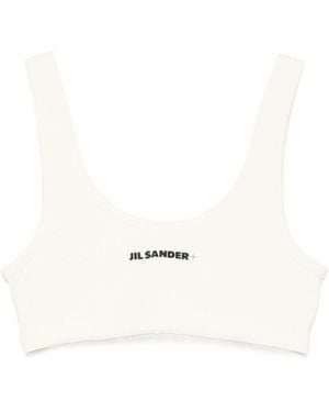Jil Sander Logo-Printed Sports Bra - White
