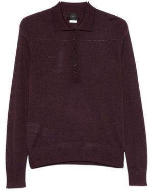 Pinko Vadus Fine-Knit Polo Top - Purple