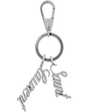 Saint Laurent Logo Charm Keyring - White
