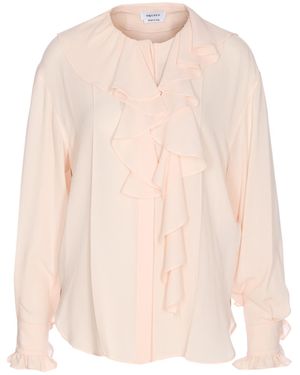 McQueen Long Sleeved Ruffled Crewneck Blouse - Pink