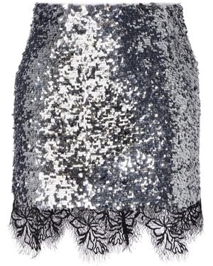 JACQUES WEI Lace-Trimmed Sequined Miniskirt - Multicolour