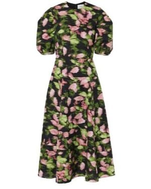 Erdem Floral Matelassé Midi Dress - Green