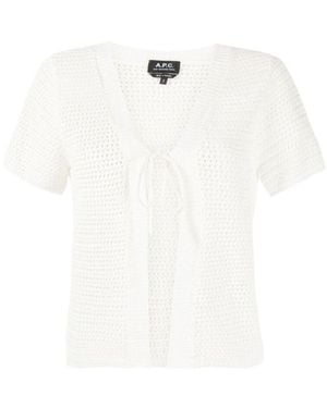 A.P.C. Tie-Front Knitted Cardigan - White