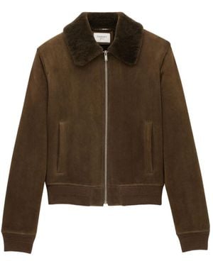 Saint Laurent Suede Bomber Jacket - Brown
