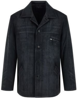 Prada Suede Caban Jacket - Blue