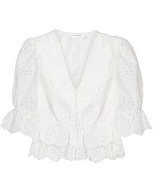 FRAME Deco Embroidered English Cotton Smock - White