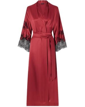Carine Gilson Lace-Embroidered Silk-Satin Robe