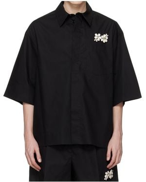 Simone Rocha Collared Short-Sleeved Shirt - Black