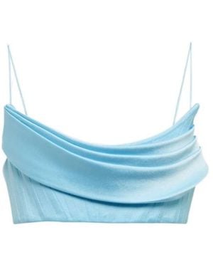 Alex Perry Carva Satin Crêpe Crop Top - Blue