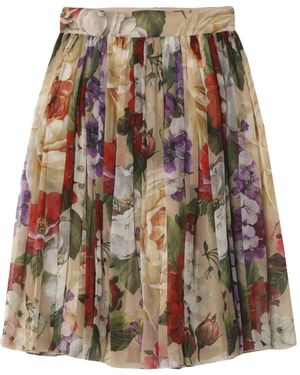 Dolce & Gabbana Floral Pleated Skirt - Natural