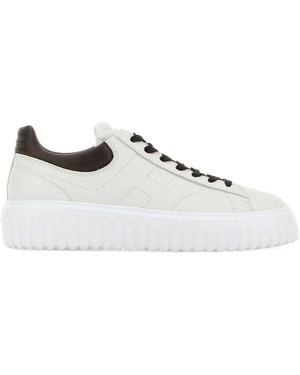 Hogan H-Stripes Lace-Up Sneakers - White