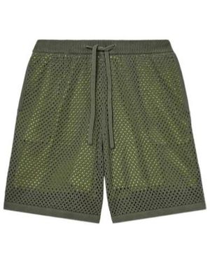 KENZO Embroidered Knitted Crochet Shorts - Green