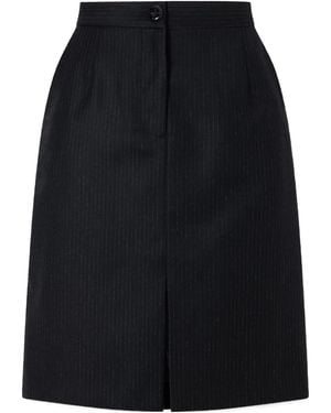 Blazé Milano Popeye Pinstriped Wool Knee-Length Skirt - Blue