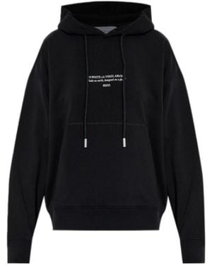 Off-White c/o Virgil Abloh Slogan Printed Drawstring Hoodie - Black