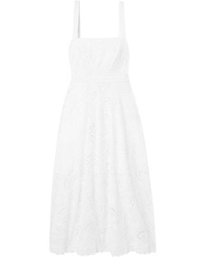 Saloni Minimalist Embroidered Dress - White