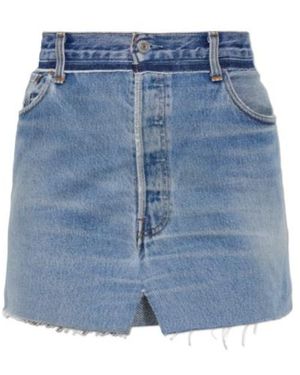 Vetements Frayed Hem Denim Skirt - Blue