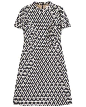 Valentino All-Over Patterned Short-Sleeved Mini Dress - Grey