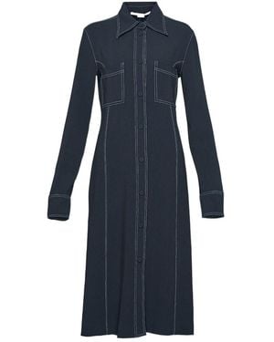 Stella McCartney Contrast-Stitching Midi Shirtdress - Blue