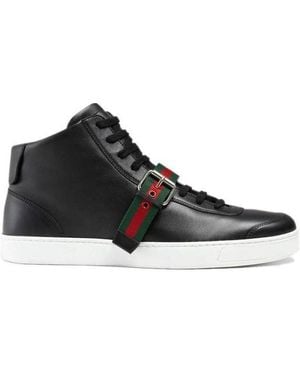 Gucci Strapped High-Top Casual Sneakers - Black