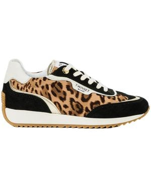 Twinset Leopard-Print Sneakers - Black