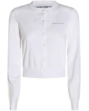 Alexander Wang Logo-Embellished Crewneck Cardigan - White