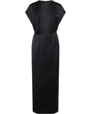 TOTEME Viscose Satin Long Belted Dress - Black