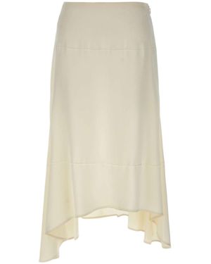 Victoria Beckham Asymmetric Midi Skirt - Natural