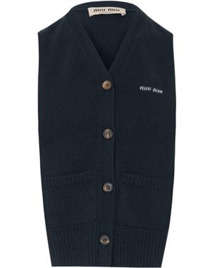 Miu Miu Knitted Jumper Vest - Blue