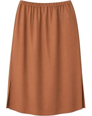 MM6 by Maison Margiela Satin Midi Skirt - Brown