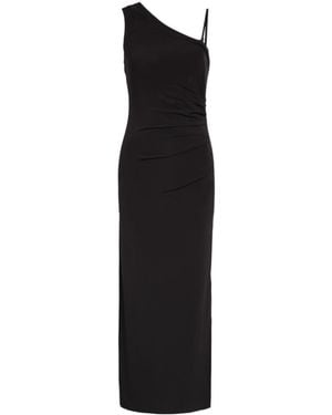 Max Mara One-Shoulder Gathered Stretch-Jersey Midi Dress - Black