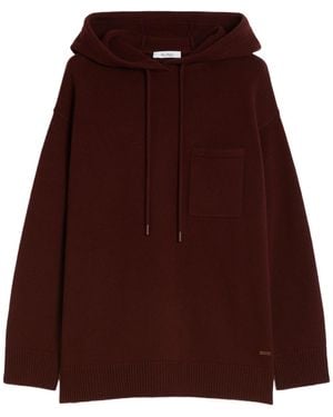 Max Mara Liana Drawstring Knitted Hoodie - Purple