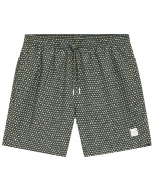 BOSS Printed Drawstring Swim Shorts - Gray