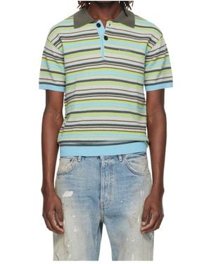 ANDERSSON BELL Striped Wool Polo Shirt - Blue