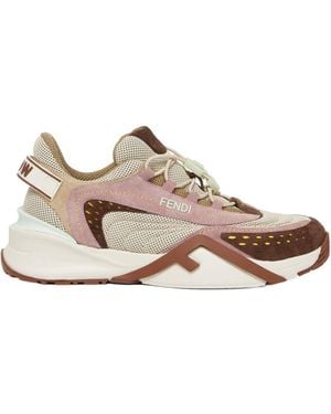 Fendi Flow Colourblock Suede Runner Trainers - Multicolour