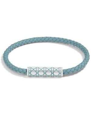 Dior Cannage Braided Leather Bracelet - Blue