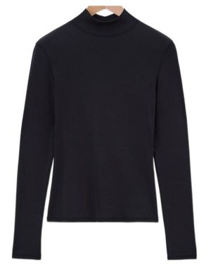 Lemaire High-Neck Long-Sleeved Ribbed Top - Blue