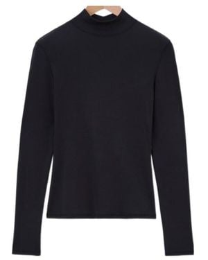 Lemaire High-Neck Long-Sleeved Ribbed Top - Blue