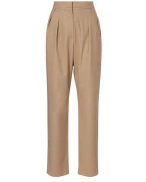 Max Mara Dede Pleated Cotton Slim Trousers - Natural