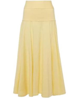 Plan C Pleated Knit Midi Skirt - Yellow