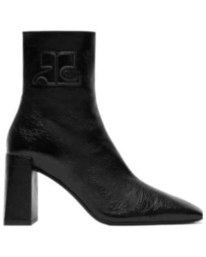 Courreges Heritage Leather Ankle Boots - Black