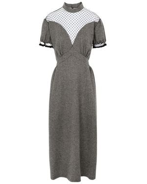 Maison Margiela Sheer-Panel Chevron Dress - Grey