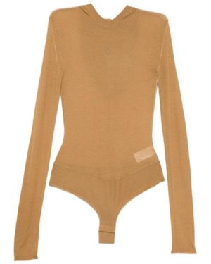 Patrizia Pepe Hooded Wool Bodysuit - Natural