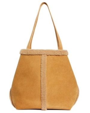 Vanessa Bruno Shearling-Trim Tote Bag - Natural