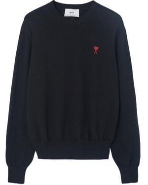 Ami Paris Logo Embroidered Crewneck Jumper - Grey