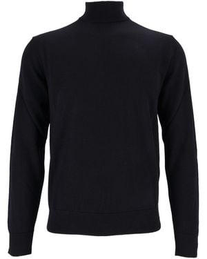 Ballantyne High-Neck Ribbed-Trim Jumper - Blue
