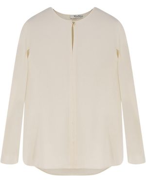 Max Mara Mitico Crewneck Long-Sleeved Blouse - White