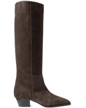 Aeyde Solid Color Suede Knee Boots - Brown