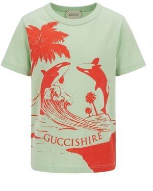 Gucci Shire Whale-Print T-Shirt - Gray