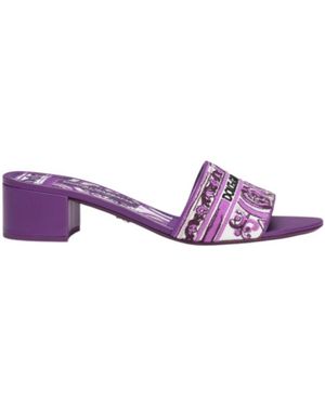 Dolce & Gabbana Maiolica Embroidered Almond-Toe Sandals - Purple