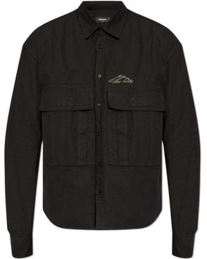 DSquared² Icon Logo Printed Long-Sleeved Shirt - Black